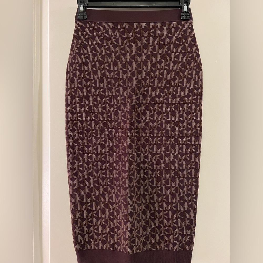 Brown Monogram Michael Kors Pencil Skirt